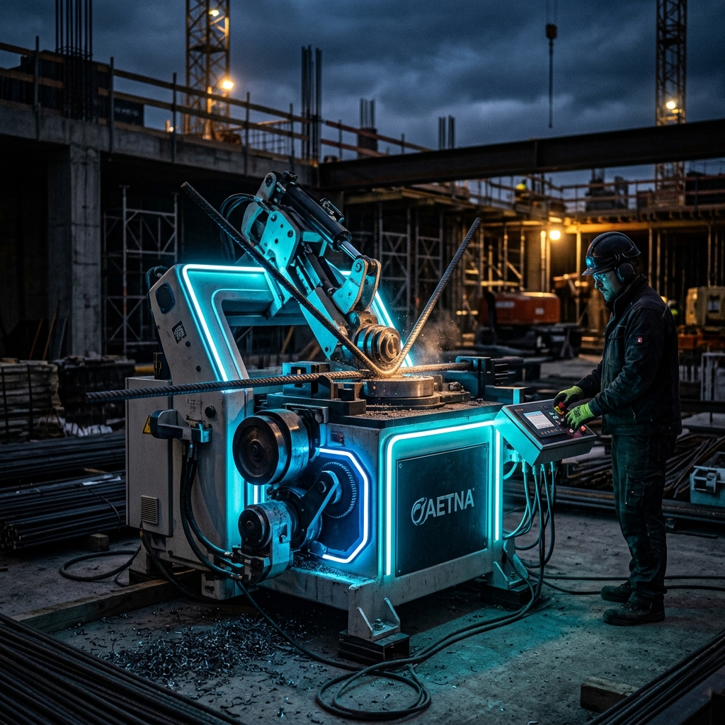 Premium bar bending machinery at a construction site